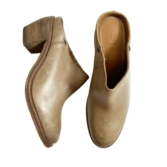 NEW Frye Rosalia Leather Mules Stone size 8.5 - Picture 2 of 10